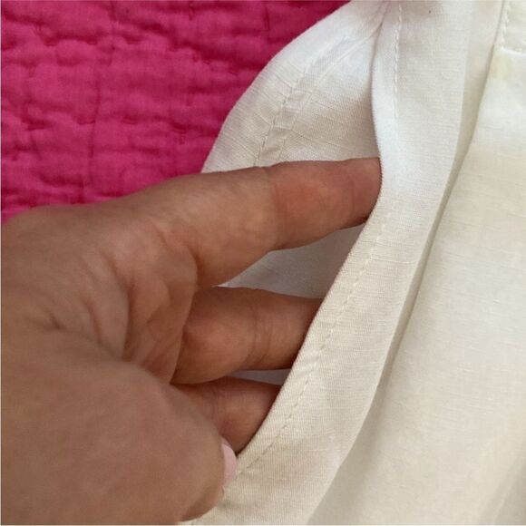 Club Monaco 100% linen White High-Waisted Wide-Leg Pants, US00 - Picture 3 of 8